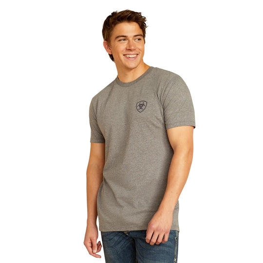 Ariat - Mens Grey Longhorn Tee