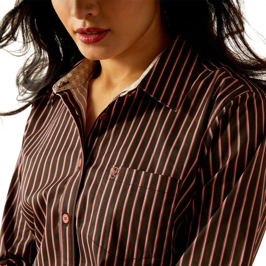 Ariat - Womens Kirby Mahogany Stripe Arena Shirt