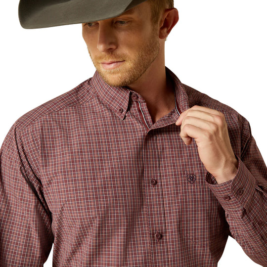 Ariat - Men's Pro Series Travis Burgundy LS Arena Shirt