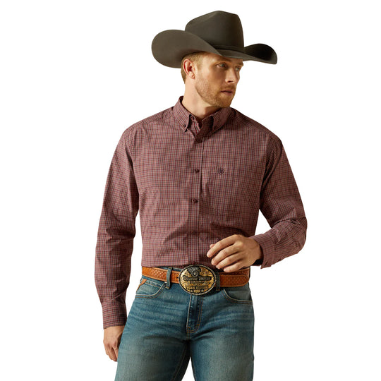 Ariat - Men's Pro Series Travis Burgundy LS Arena Shirt