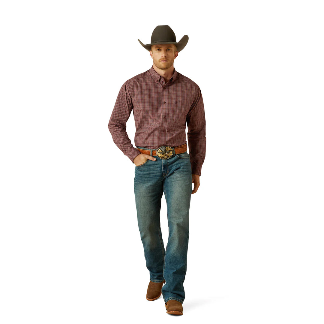 Ariat - Men's Pro Series Travis Burgundy LS Arena Shirt
