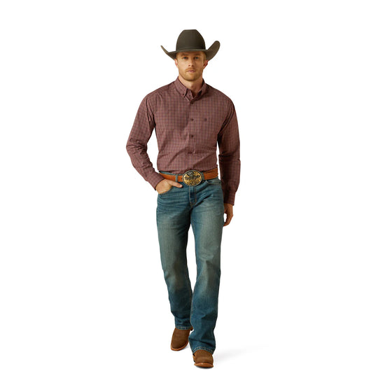 Ariat - Men's Pro Series Travis Burgundy LS Arena Shirt