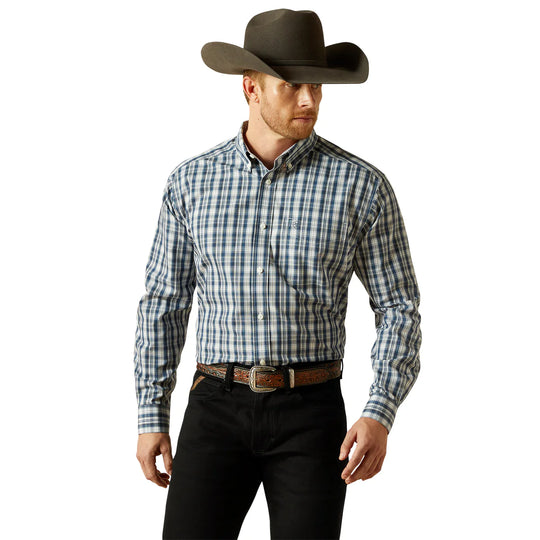 Ariat - Men's Wrinkle Free Dargan Navy LS Arena Shirt