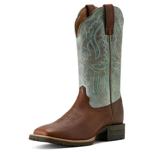 Ariat - Womens Hybrid Ranch Worn Denim Wide Square Toe Boot