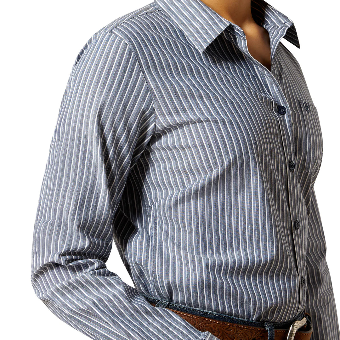 Ariat - Women's Blue Stripe Team Kirby Stretch Shirt