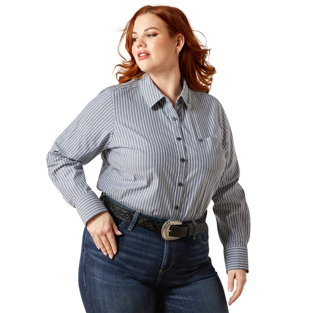 Ariat - Women's Blue Stripe Team Kirby Stretch Shirt