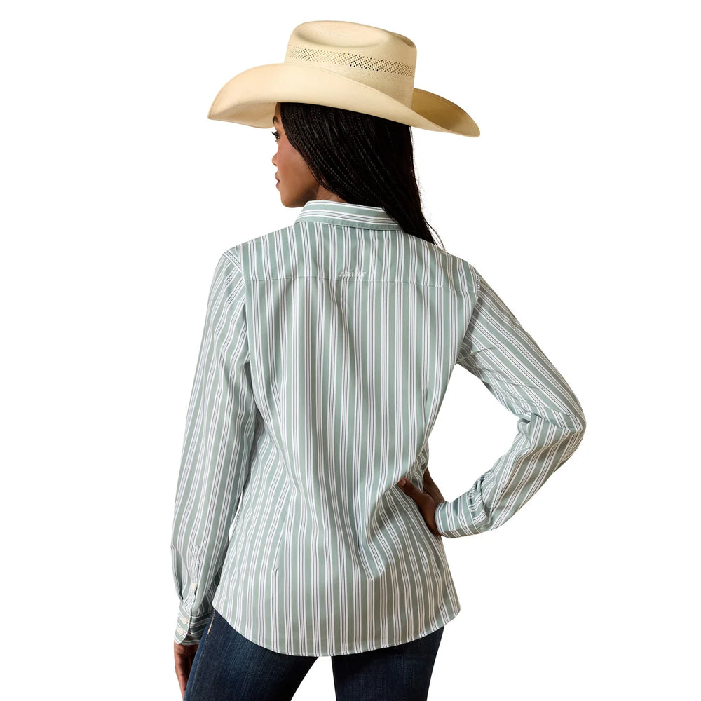 Ariat - Womens Green Stripe Kirby Pro Arena Shirt