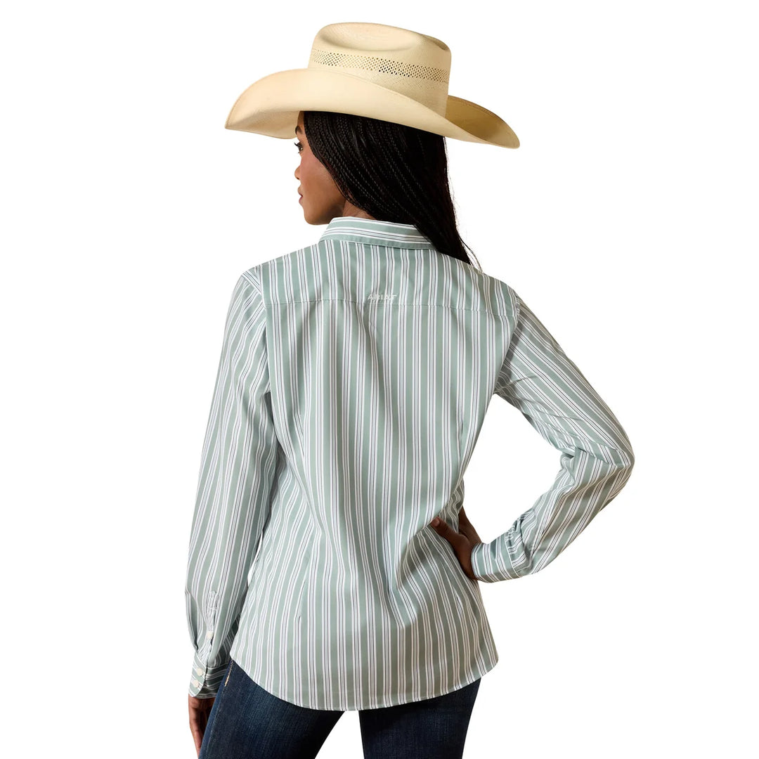 Ariat - Womens Green Stripe Kirby Pro Arena Shirt