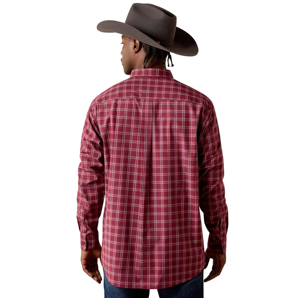 Ariat - Mens Pro Series Maroon Plaid Tidus Classic Fit LS Shirt