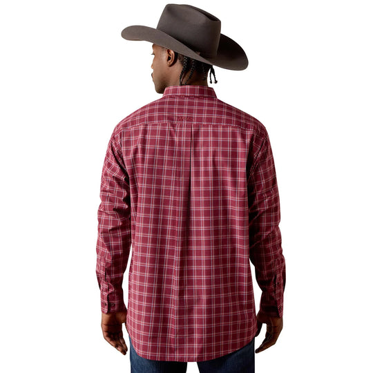 Ariat - Mens Pro Series Maroon Plaid Tidus Classic Fit LS Shirt