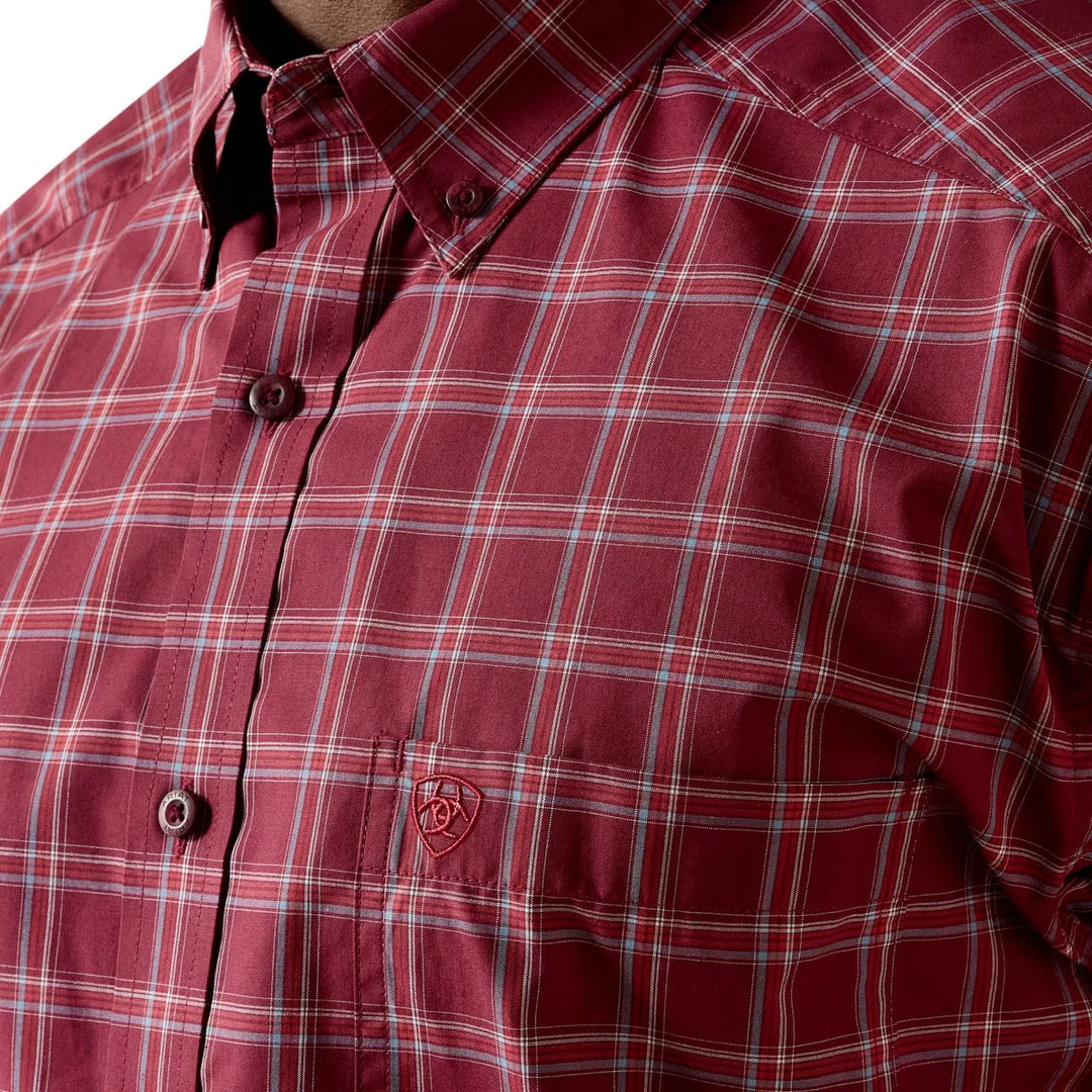 Ariat - Mens Pro Series Maroon Plaid Tidus Classic Fit LS Shirt