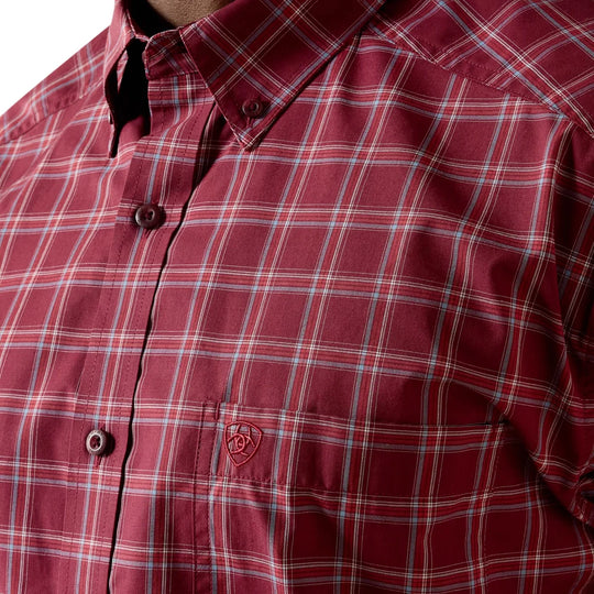 Ariat - Mens Pro Series Maroon Plaid Tidus Classic Fit LS Shirt