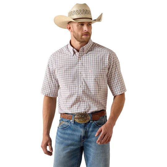 Ariat - Mens Pro Series Tex White Plaid Classic Fit SS Shirt