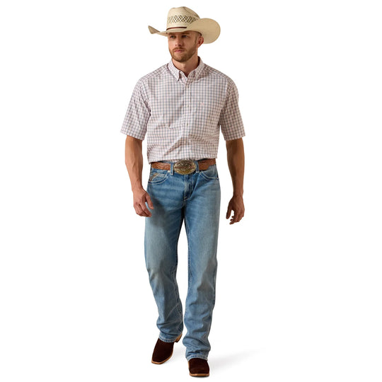 Ariat - Mens Pro Series Tex White Plaid Classic Fit SS Shirt