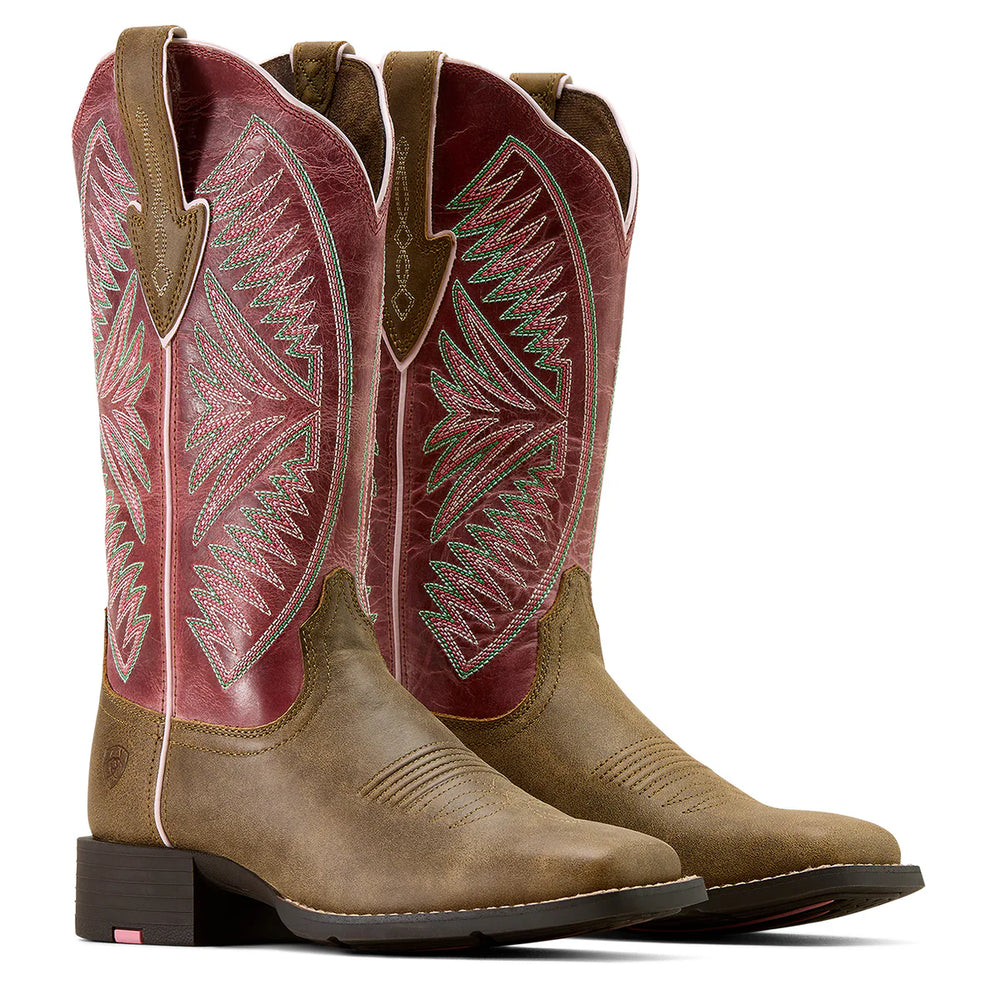 Ariat - Womens Dusty Pink Round Up Ruidoso Wide Toe Western Boot