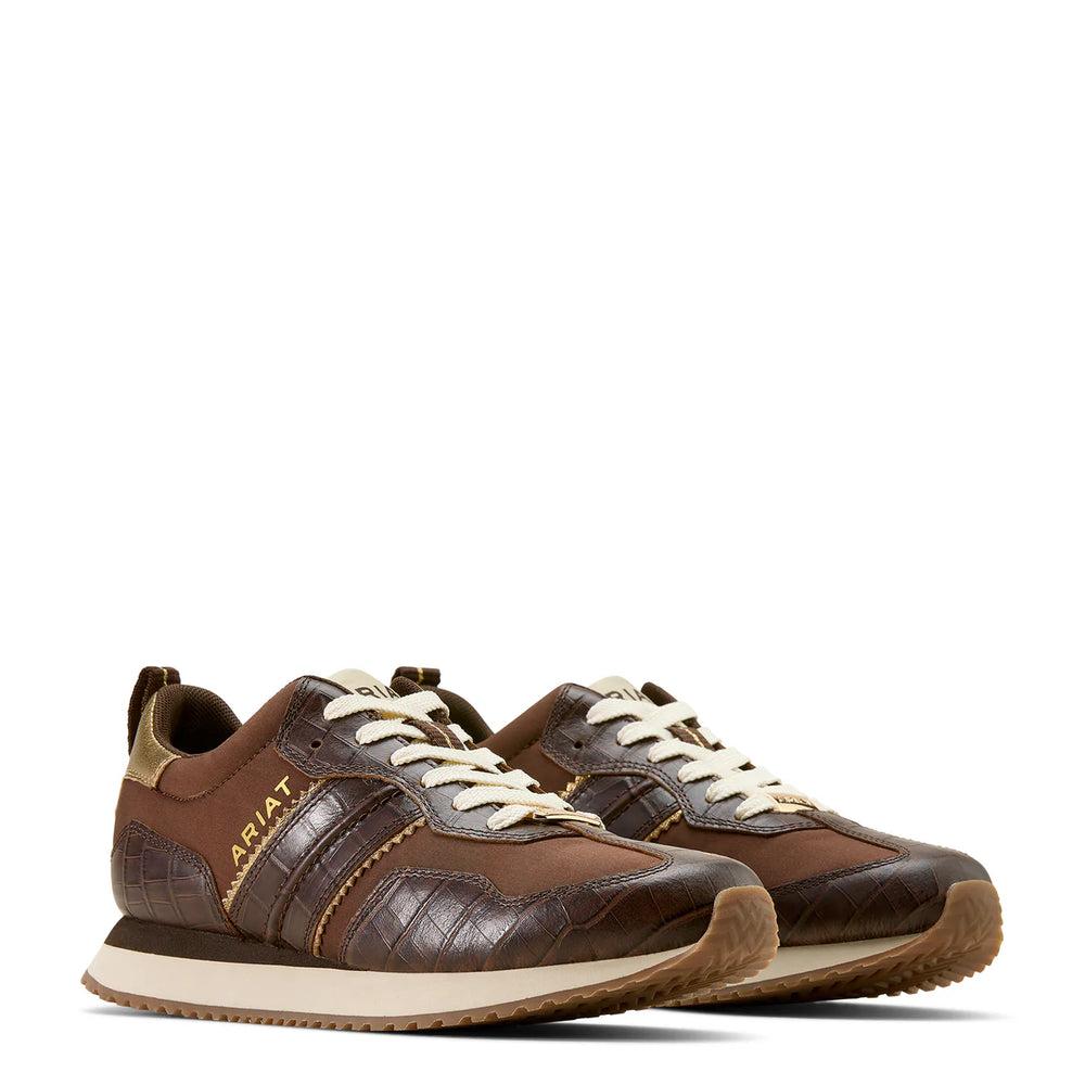 Ariat - Womens Ranch Runner Aged Tan/Luxe Espresso Croc Print