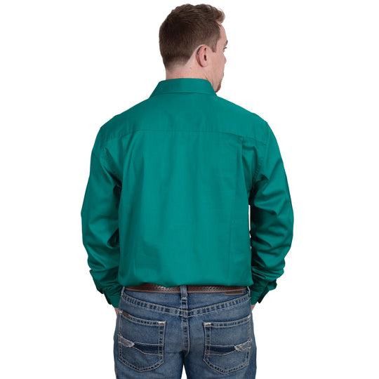 Just Country - Mens Cameron 1/2 Button Work Shirt Dark Green