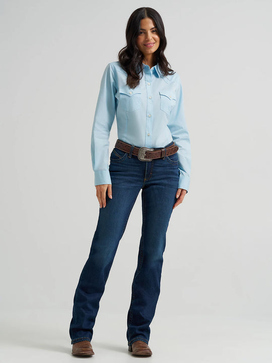 Wrangler - Womens Cool Blue Button Down Arena Shirt