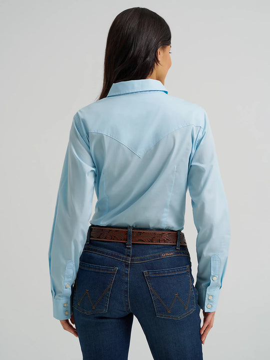 Wrangler - Womens Cool Blue Button Down Arena Shirt