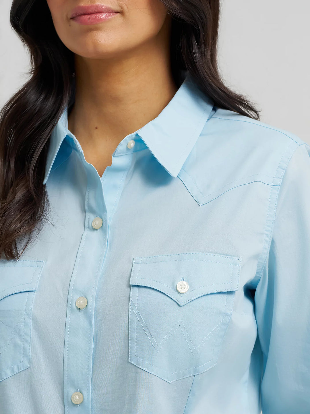 Wrangler - Womens Cool Blue Button Down Arena Shirt