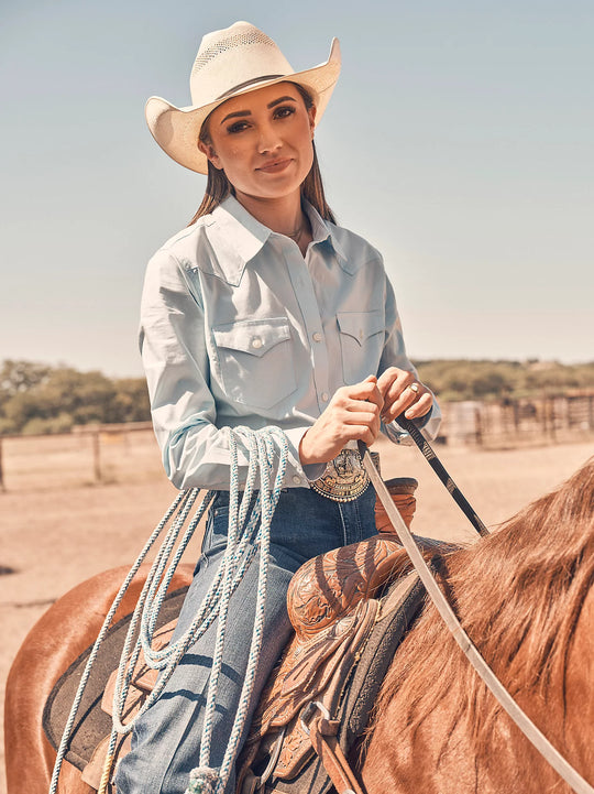 Wrangler - Womens Cool Blue Button Down Arena Shirt