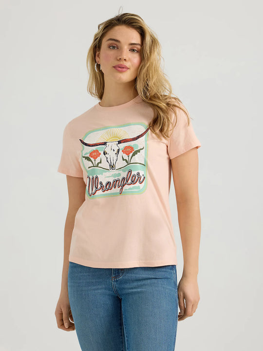 Wrangler - Womens Peach Longhorn Tee