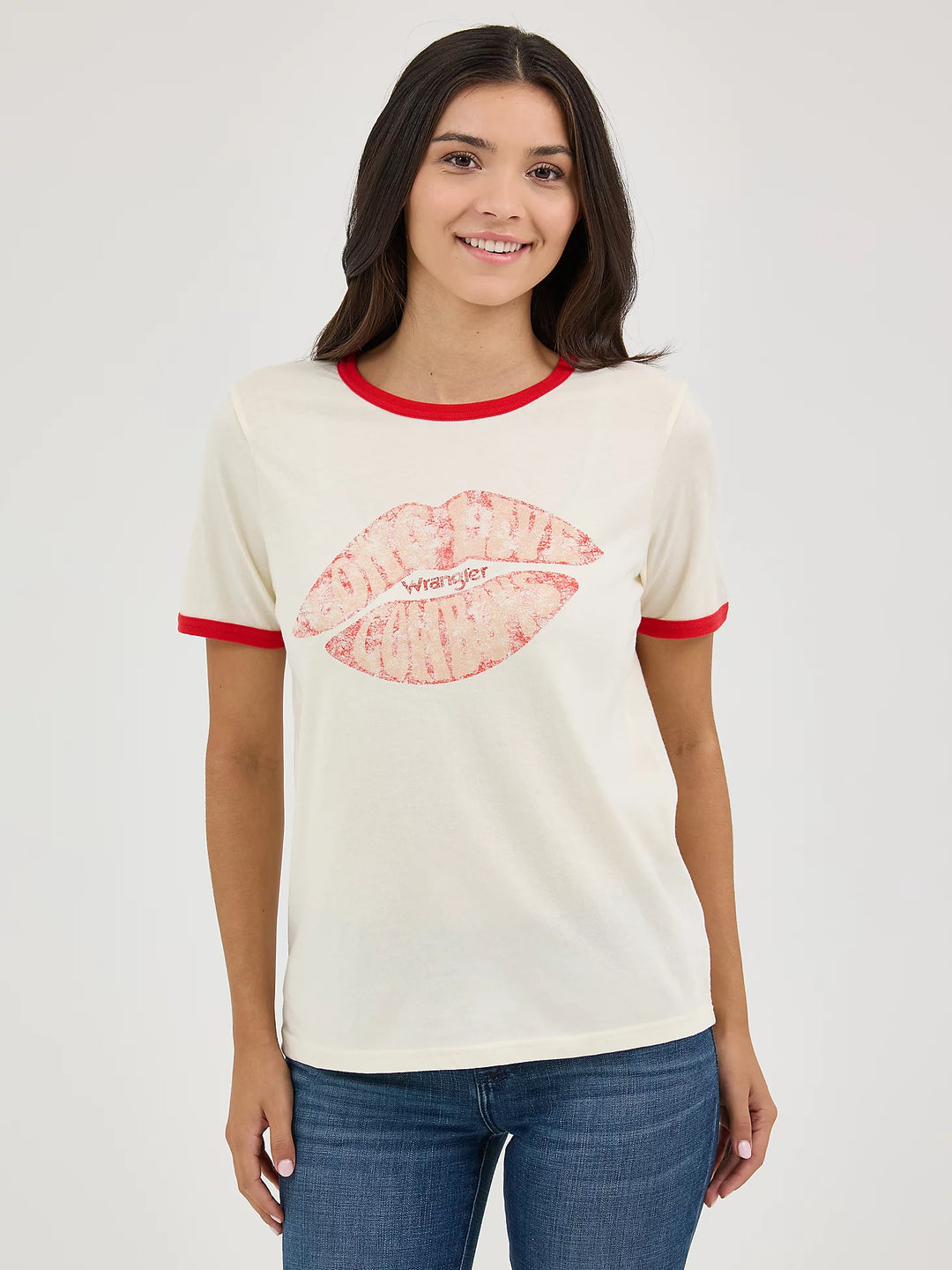 Wrangler - Womens White Ringer Tee