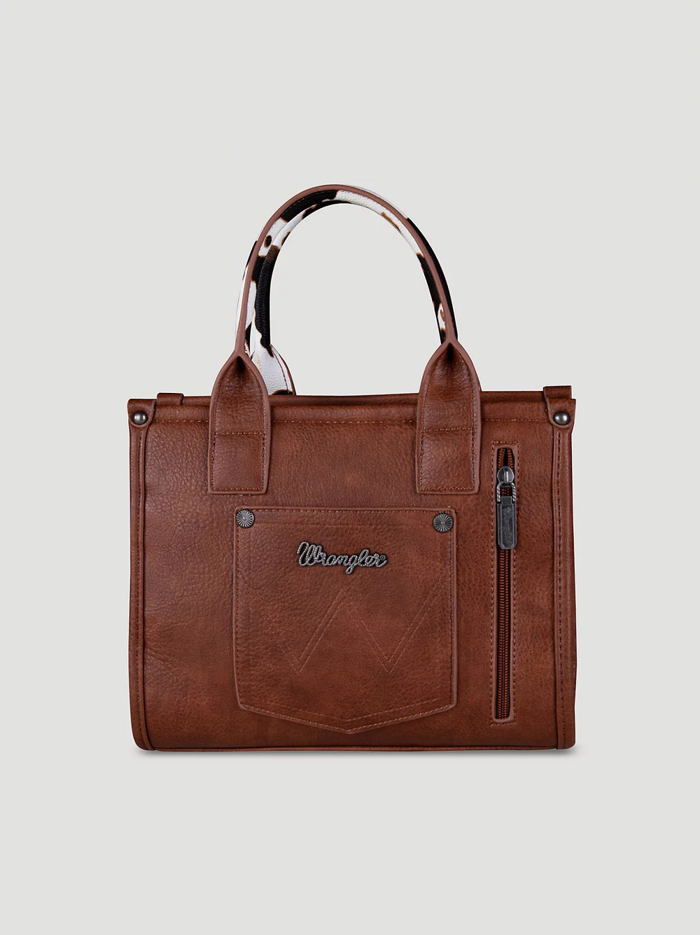 Wrangler - Cow Print Crossbody Bag - Dark Tan
