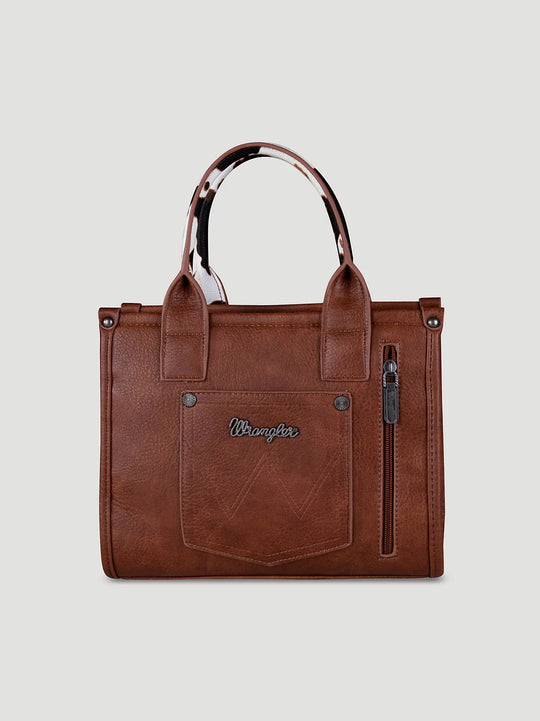 Wrangler - Cow Print Crossbody Bag - Dark Tan