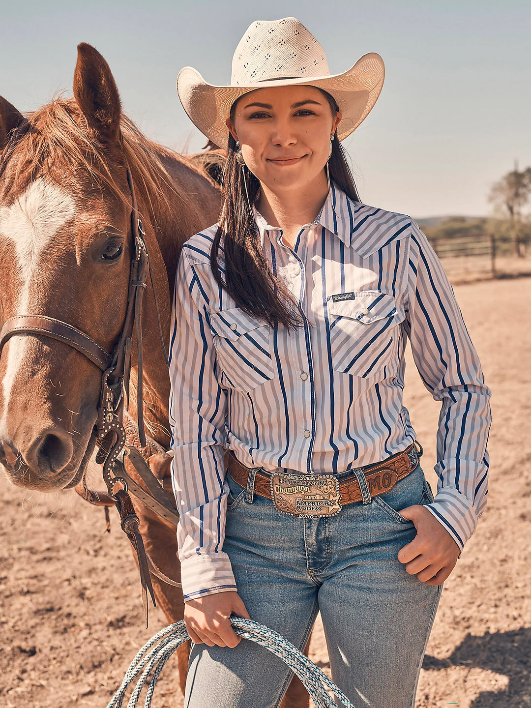 Wrangler - Womens Bessie Stripe Arena Shirt