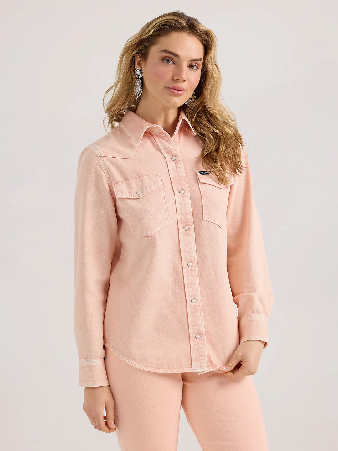 Wrangler - Womens Pink Wash Denim Arena Shirt