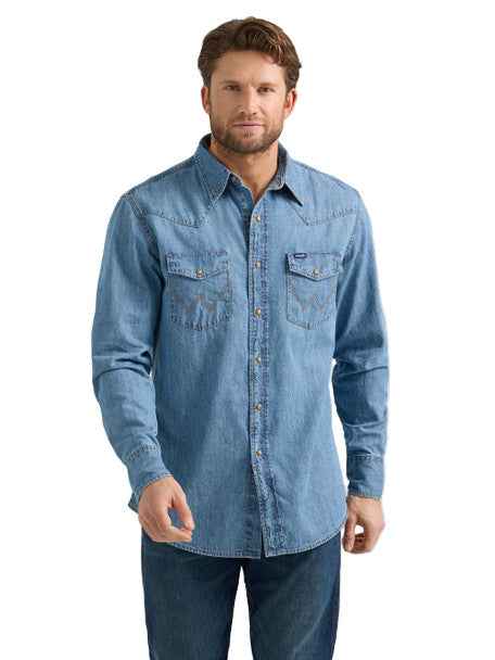 Wrangler - Mens Denim Snap Button Shirt