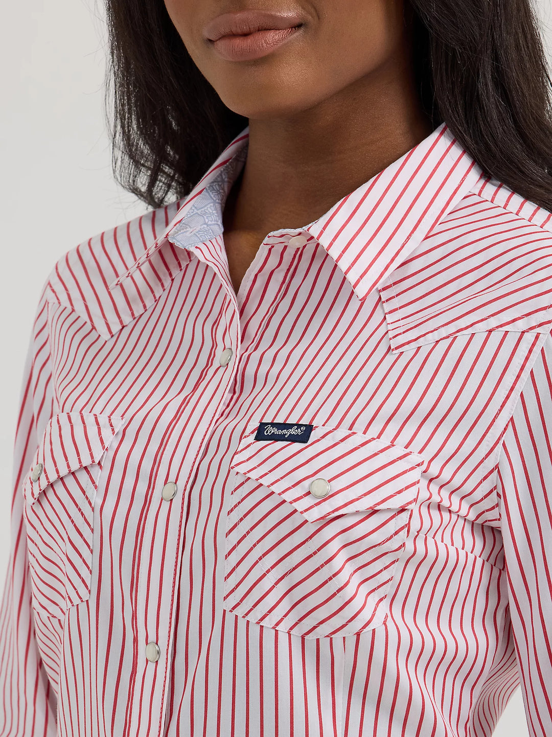 Wrangler - Womens Red Stripe Snap Arena Shirt