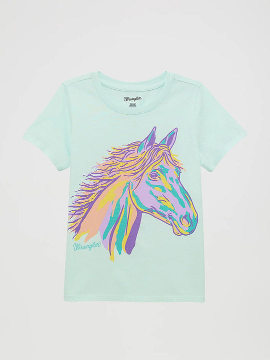 Wrangler - Kids Colourful Horse Teal Tee