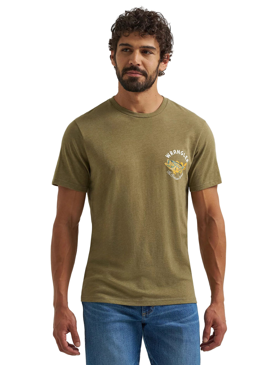 Wrangler - Mens Olive Fish Back Tee
