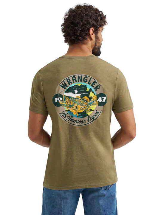 Wrangler - Mens Olive Fish Back Tee