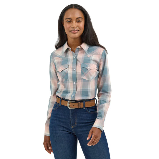 Wrangler - Womens Dusty Pink Western Snap Shirt