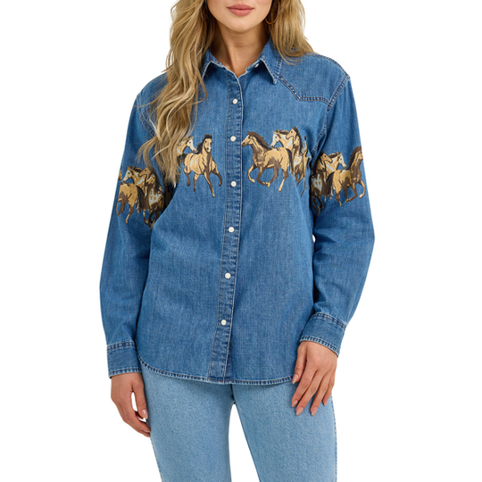 Wrangler - Womens Boyfriend Stampede Snap Shirt