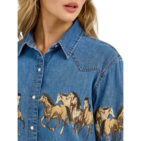 Wrangler - Womens Boyfriend Stampede Snap Shirt