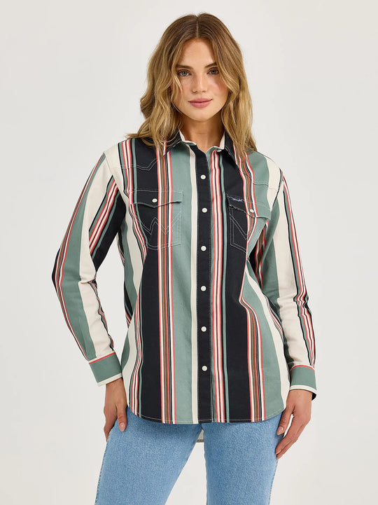 Wrangler - Womens Brushpopper Boyfriend Snap Shirt