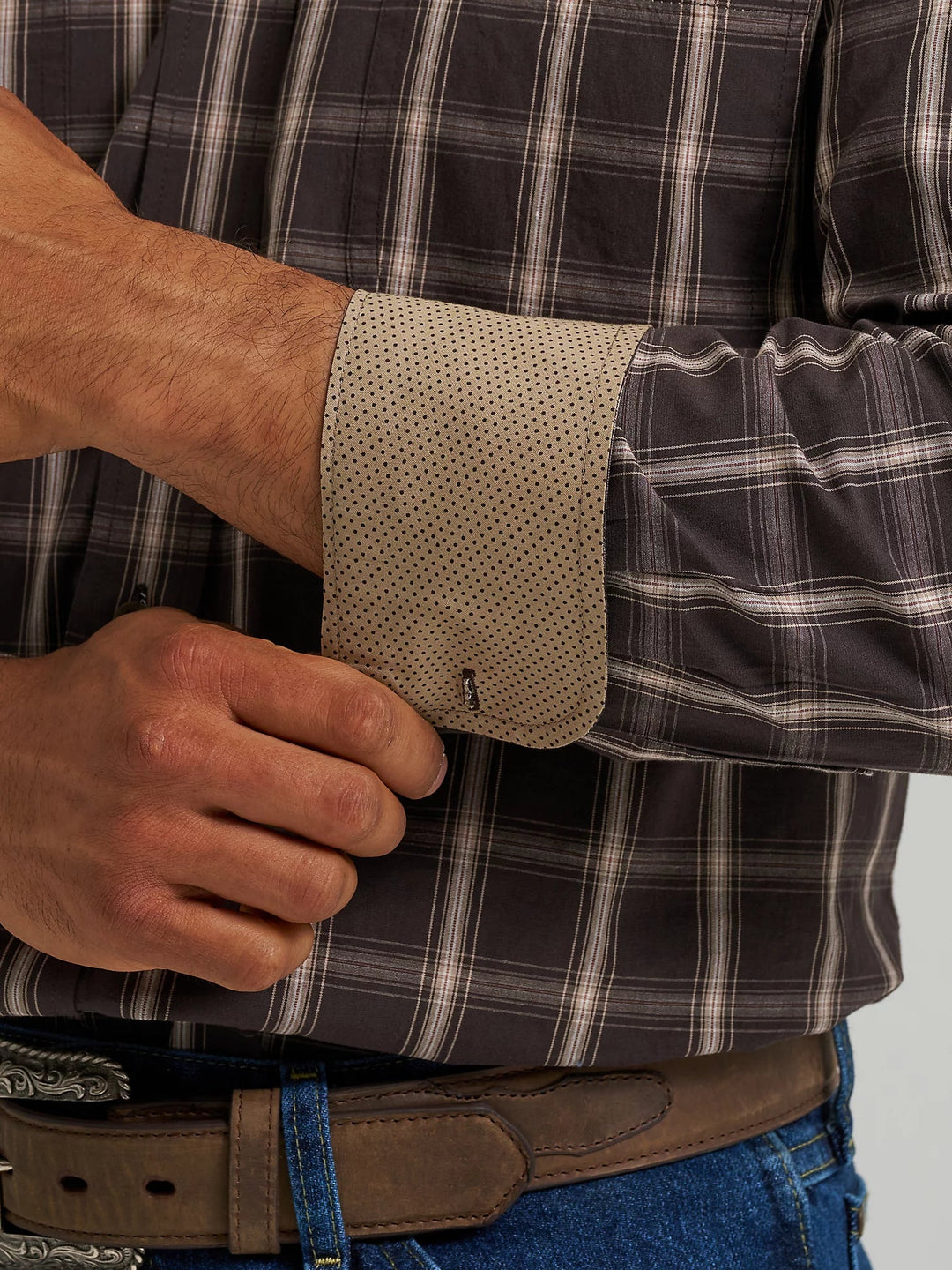 Wrangler - Mens Brown Plaid George Straight Arena Shirt