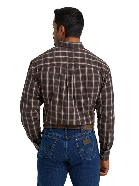 Wrangler - Mens Brown Plaid George Straight Arena Shirt