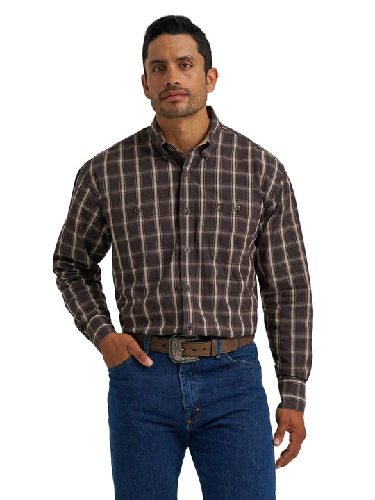 Wrangler - Mens Brown Plaid George Straight Arena Shirt