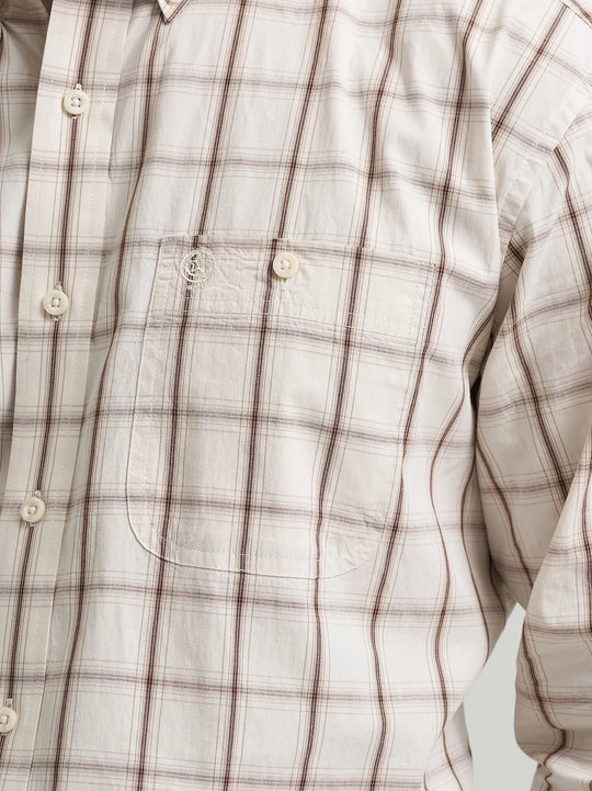 Wrangler - Mens Cream Plaid George Straight Arena Shirt