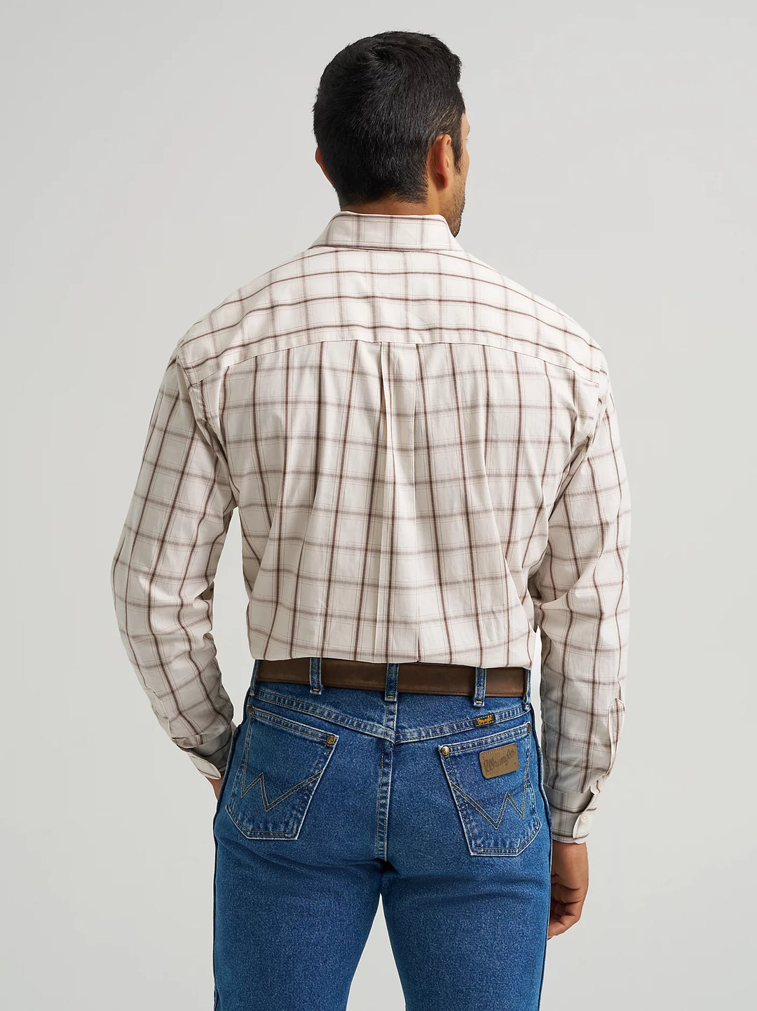 Wrangler - Mens Cream Plaid George Straight Arena Shirt