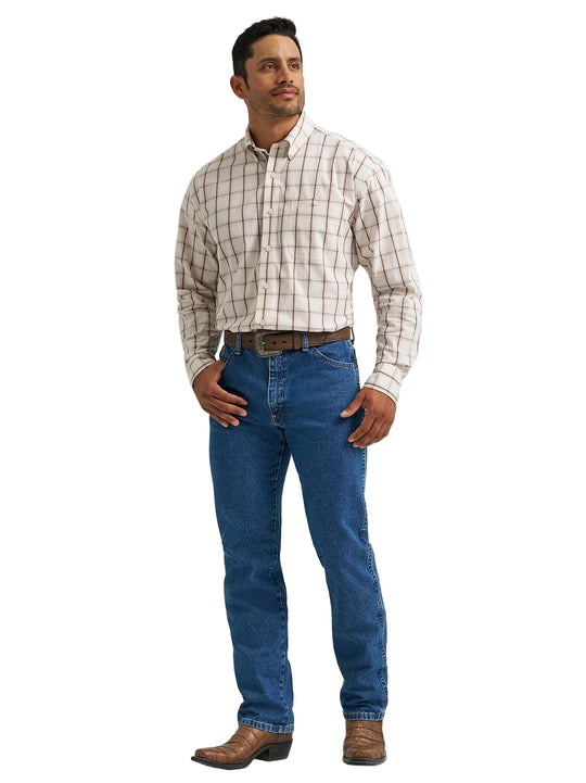 Wrangler - Mens Cream Plaid George Straight Arena Shirt