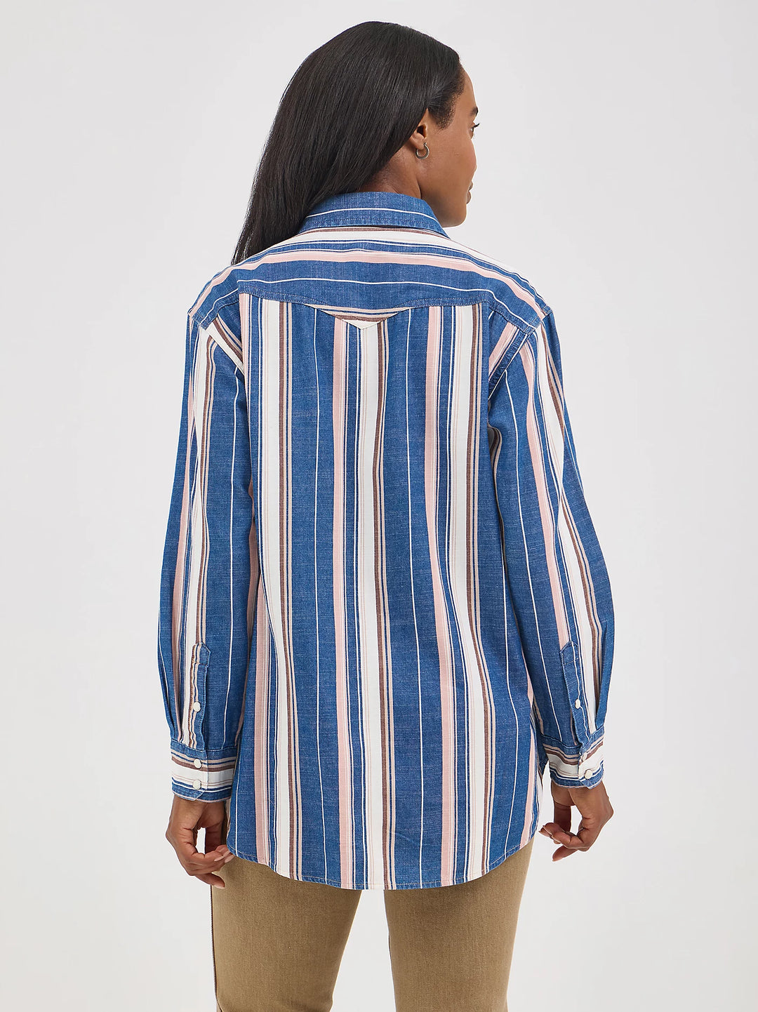 Wrangler - Womens Blue Boyfriend Snap Shirt