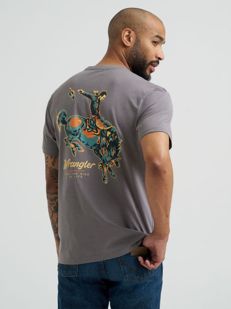 Wrangler - Mens Grey Bucking Bonc Graphic Tee