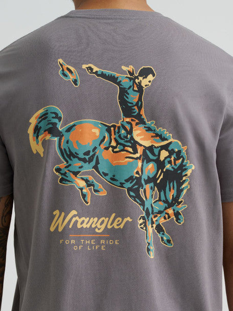 Wrangler - Mens Grey Bucking Bonc Graphic Tee