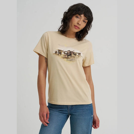 Wrangler - Womens Cream Longhorn Graphic Retro Tee